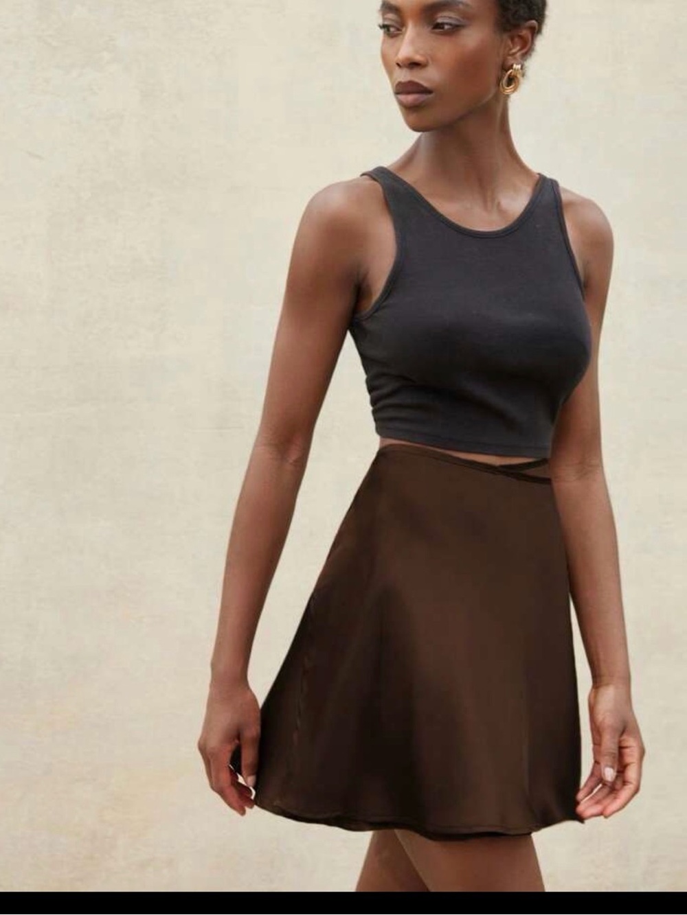 Mini wrap Brown A-Line Skirt